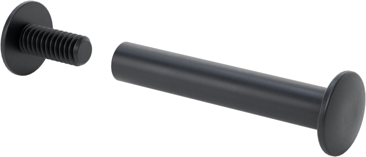 Düşük Profilli Bağlama Kovanı ve Vida, Siyah Eloksallı 6063 Alüminyum, 1-1/4“-1-1/2” Kalınlık için