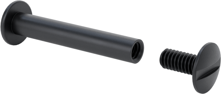 Düşük Profilli Bağlama Kovanı ve Vida, Siyah Eloksallı 6063 Alüminyum, 1-1/4“-1-1/2” Kalınlık için
