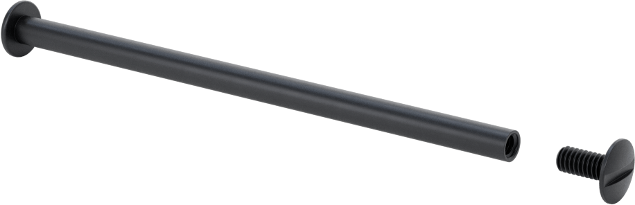 Düşük Profilli Bağlama Kovanı ve Vida, Siyah Eloksallı 6061 Alüminyum, 8-32 Diş, 4“-4-1/4” Kalınlık için