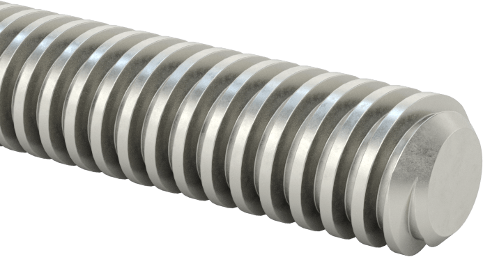 1018 Karbonlu Çelik Hassas Acme Kılavuz Vida, Hızlı Hareket, Sol El, 3/8"-12 Diş, 6 Fit Uzunluk, 2:1 Speed