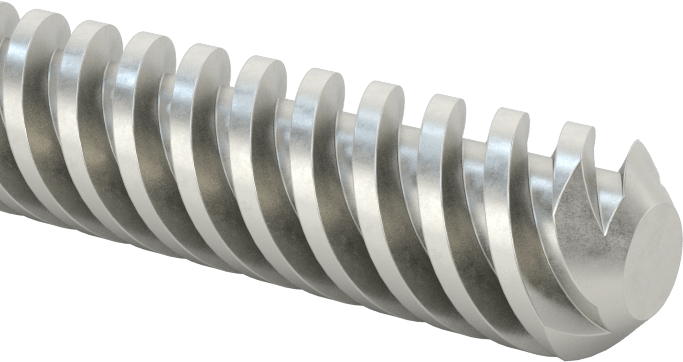 1018 Karbonlu Çelik Hassas Acme Kılavuz Vida, Hızlı Hareket, Sağ El, 3/8"-8 Diş, 6 Fit Uzunluk, 4:1 Speed