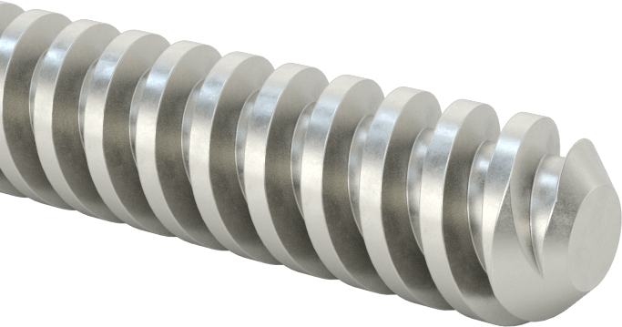 1018 Karbonlu Çelik Hassas Acme Kılavuz Vida, Hızlı Hareket, Sağ El, 3/8"-8 Diş Boyutu, 18 inç Uzunluk, 2:1 Speed