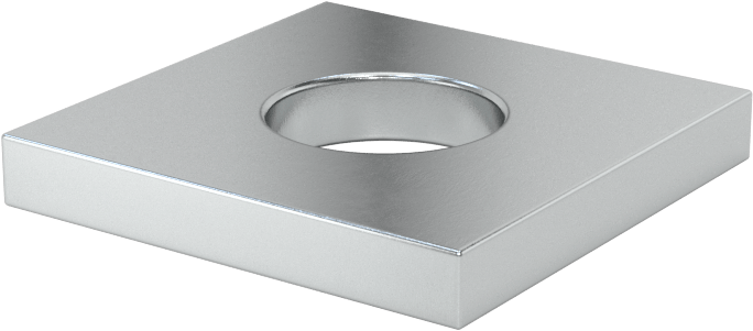 Çinko Kaplı Çelik Kare Pul, 3/8" Vida Boyutu için, 0.438" ID, 1" Genişlik