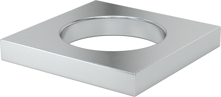 Çinko Kaplı Çelik Kare Pul, 1-1/4" Vida Boyutu için, 1.312" ID, 2 inç Genişlik