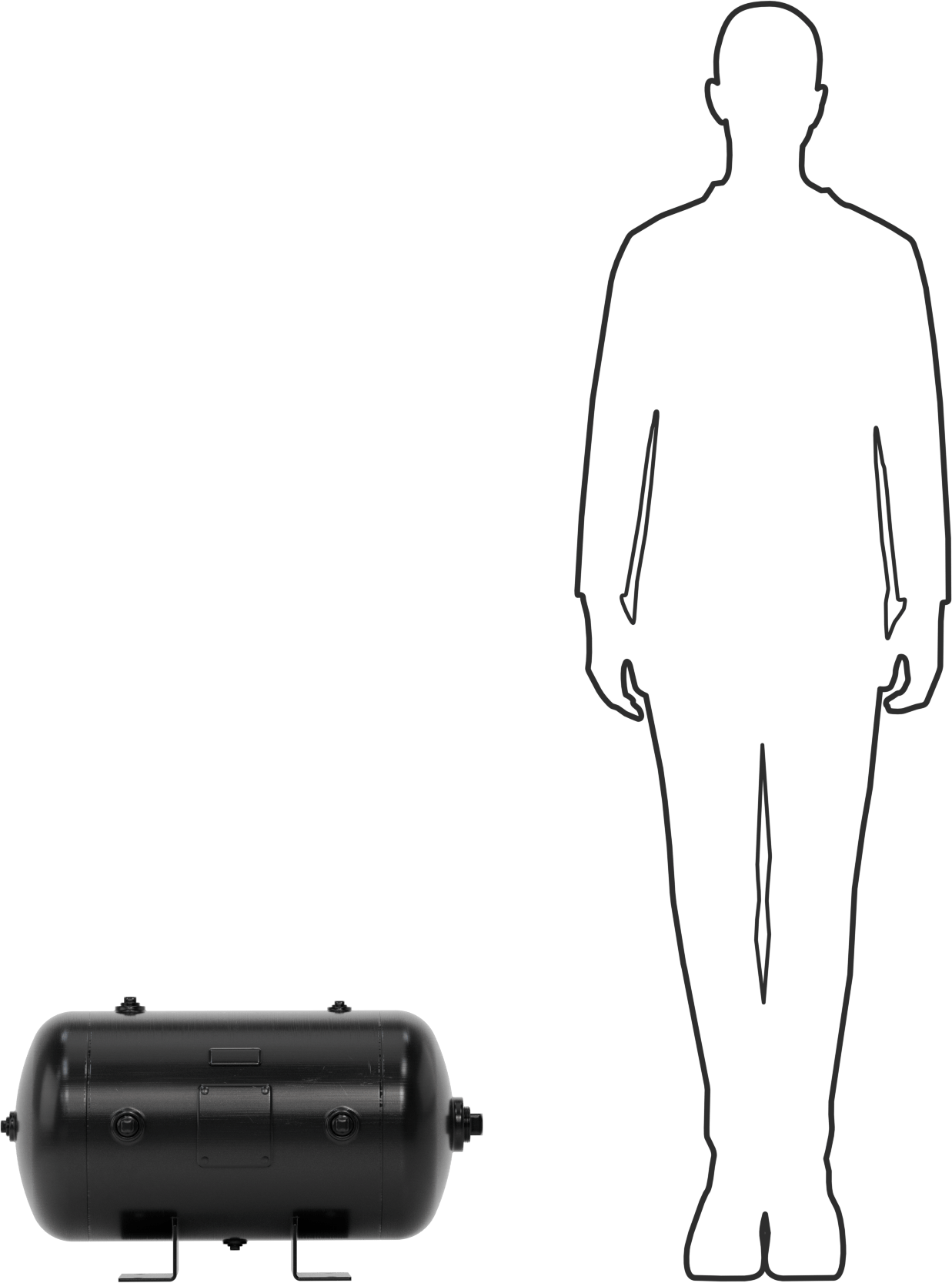 Yatay ASME Kodlu Basınçlı Hava Depolama Tankı, Epoksi Astarlı Çelik, 10 Galon Kapasite