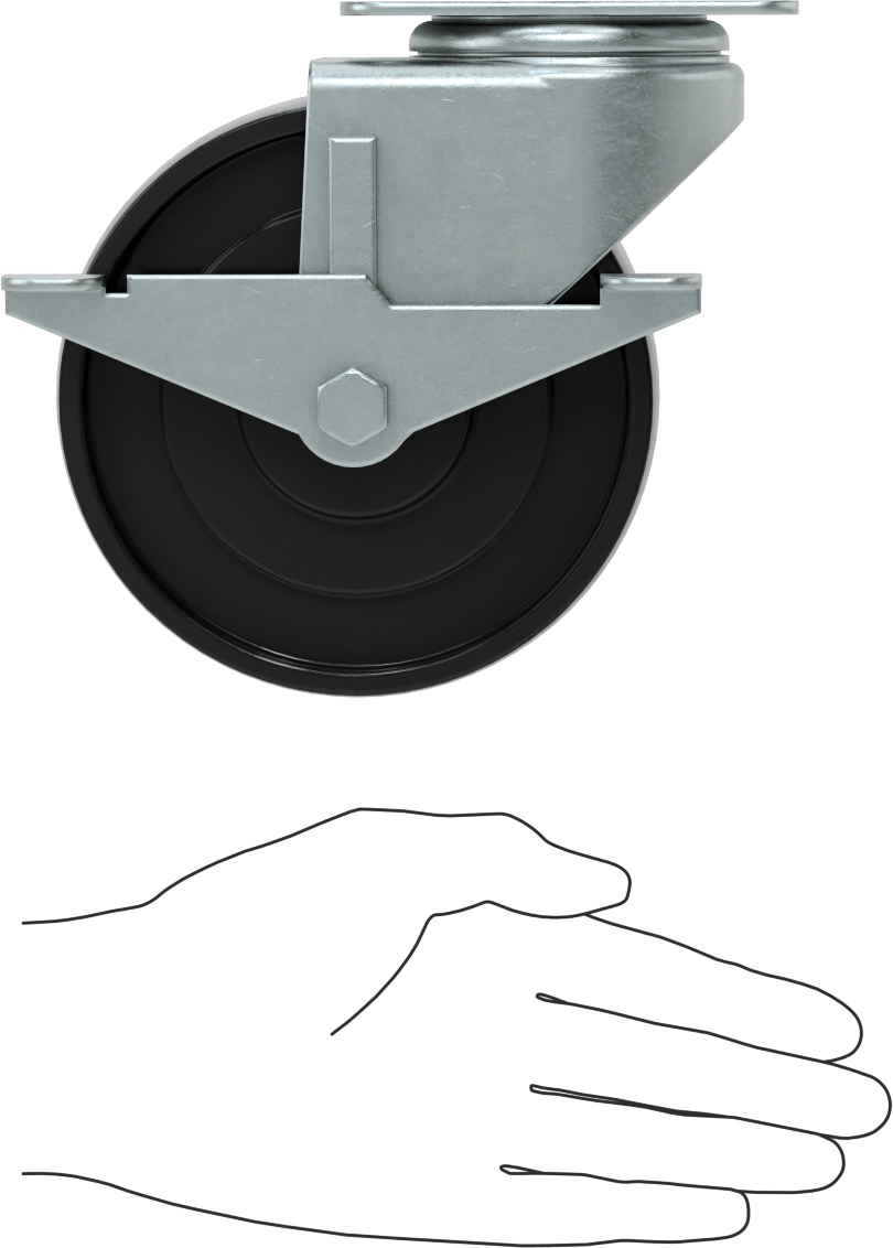Cart-King Tekerlek, Frenli Döner Tekerlek, 5" Çaplı 70A Sertlikte Tekerlek, Rulman