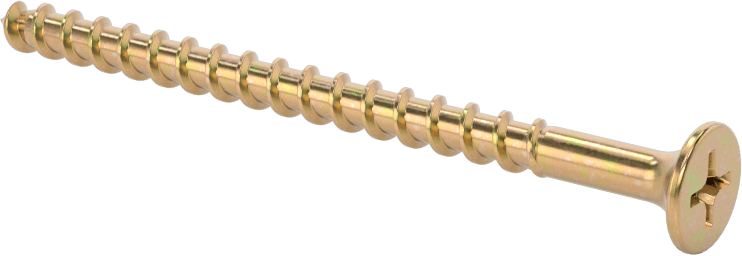 Ahşap için Alçıpan Vidası, Sarı Kromat Kaplamalı Çelik, Numara 8 Boyut, 2-1/2" Uzunluk