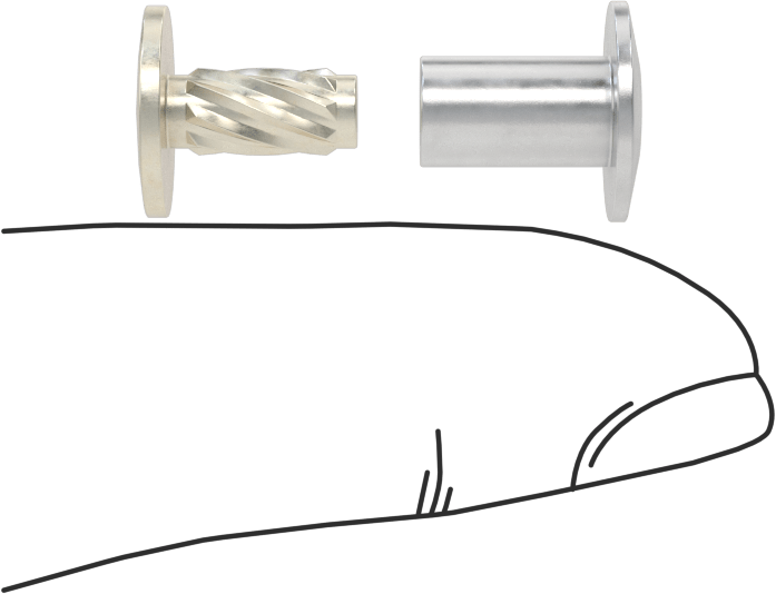 Metal Presle Takılan Düşük Profilli Bağlama Silindiri ve Kapağı, 3/8" malzeme kalınlığı için