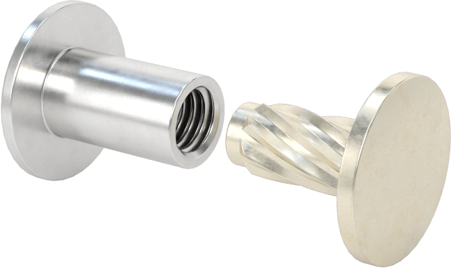 Metal Presle Takılan Düşük Profilli Bağlama Silindiri ve Kapağı, 3/8" malzeme kalınlığı için