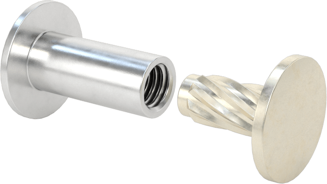 Metal Presle Takılan Düşük Profilli Bağlama Silindiri ve Kapağı, 1/2" Malzeme Kalınlığı için