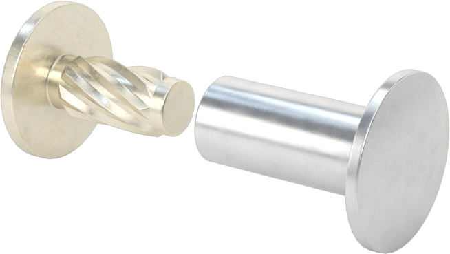 Metal Presle Takılan Düşük Profilli Bağlama Silindiri ve Kapağı, 1/2" Malzeme Kalınlığı için
