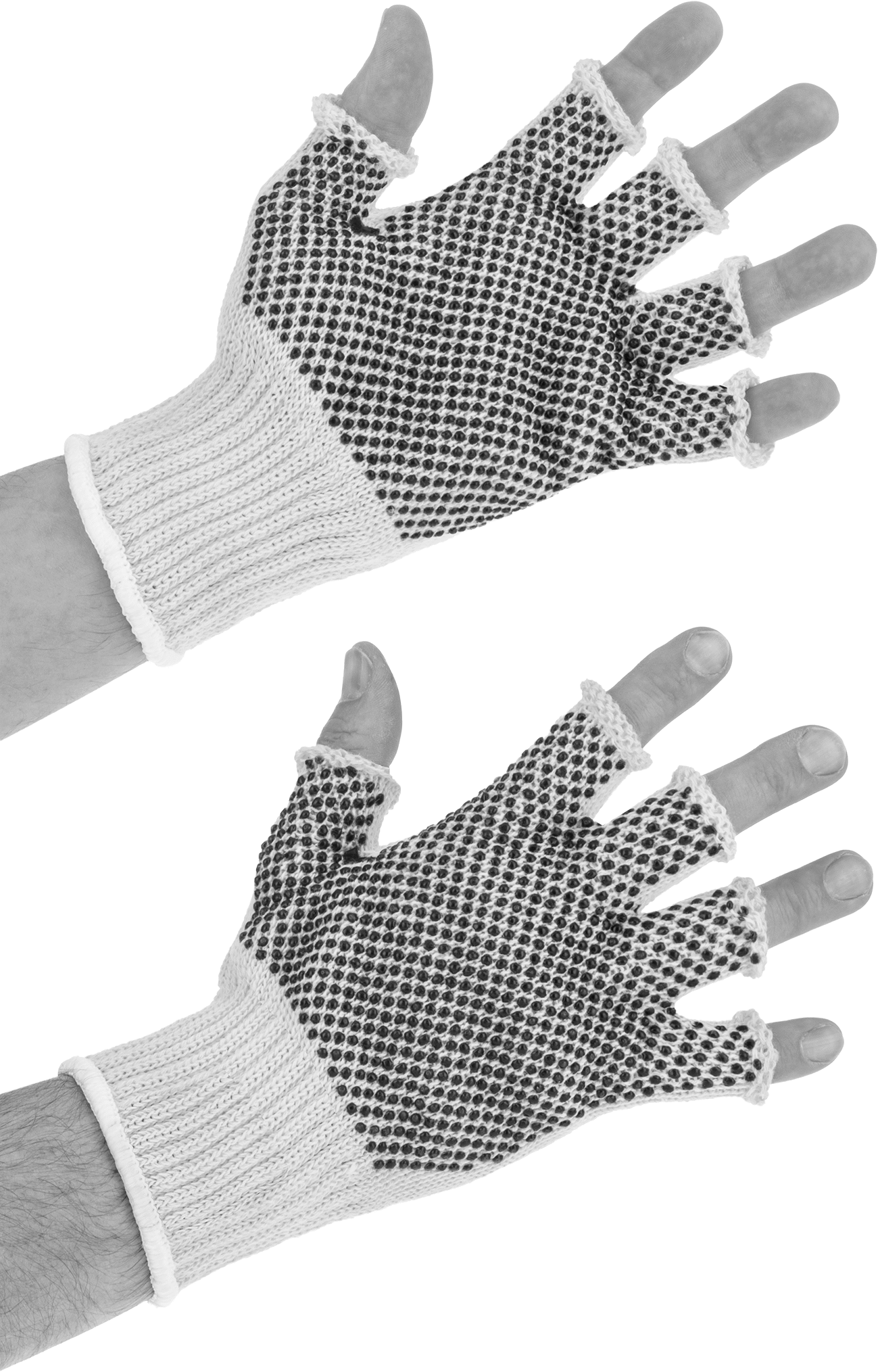 Açık Parmaklı İş Eldivenleri, PVC Plastik Tutamaklı Kevlar Kumaş