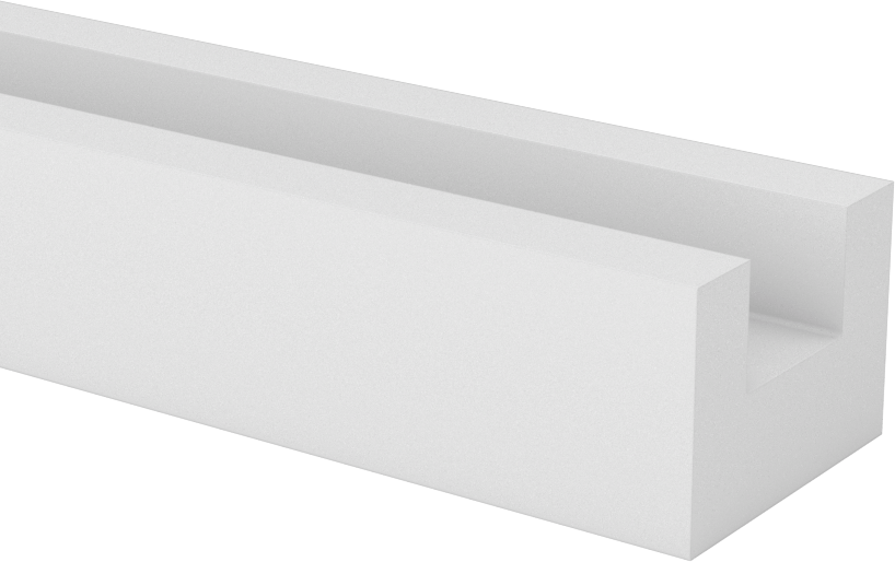 Kaygan UHMW Polietilen U-Kanal, 1“ Dış Genişlik x 3/4” Dış Yükseklik