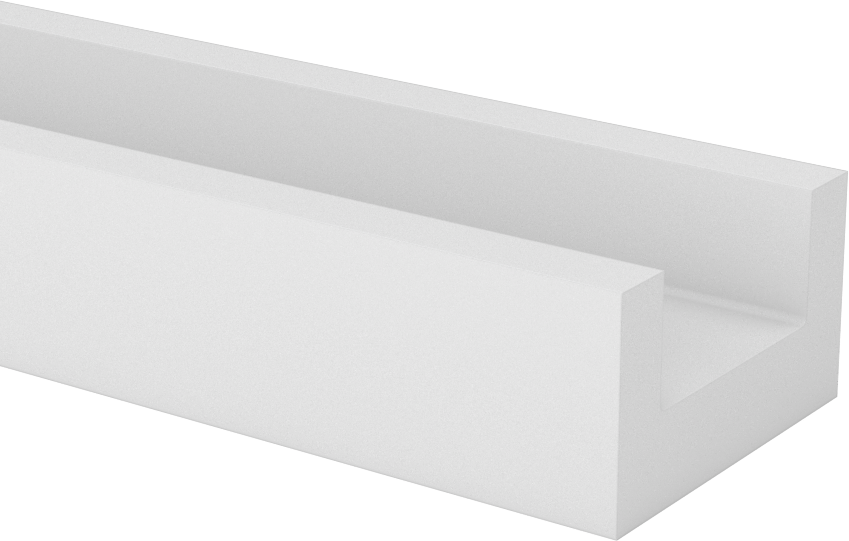 Kaygan UHMW Polietilen U-Kanal, 1-1/2“ Dış Genişlik x 7/8” Dış Yükseklik