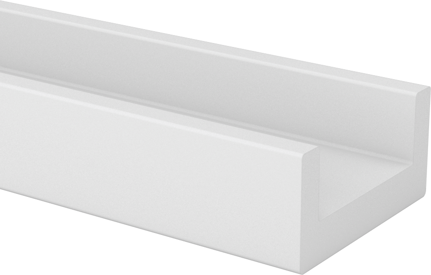 Kaygan UHMW Polietilen U-Kanal, 2“ Dış Genişlik x 1” Dış Yükseklik