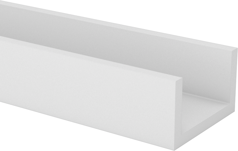 Kaygan UHMW Polietilen U-Kanal, 1-1/4“ Dış Genişlik x 3/4” Dış Yükseklik