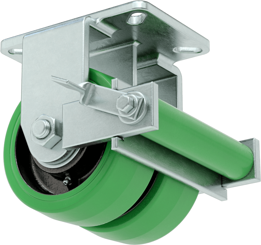 7-1/4“ x 5-1/4” Plakalı Stronghart Tekerlek, 3200 lb. Kapasite Frenli ve 6" Poliüretan Tekerlekli Sert