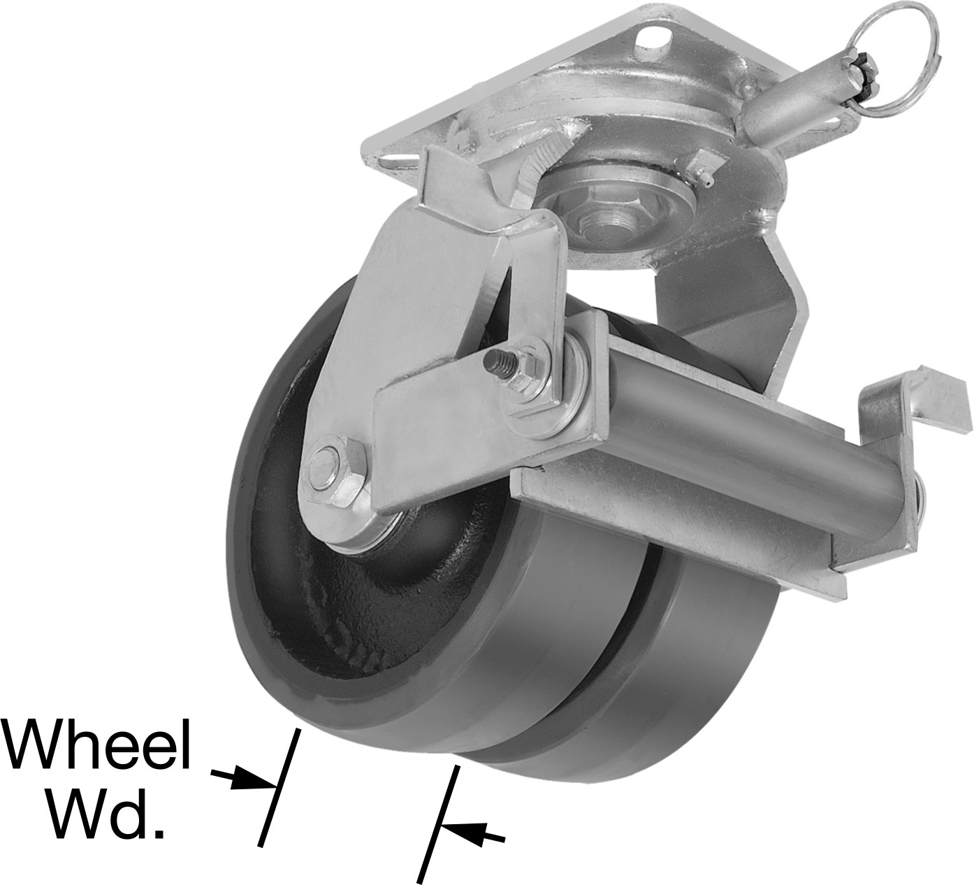 Dual-Wheel Swivel with Brake and Swivel Lock