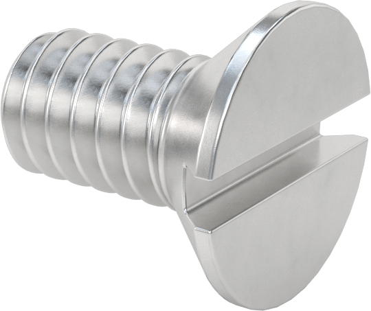 Alüminyum Yivli Düz Başlı Vidalar, 1/4"-20 Diş Boyutu, 1/2" Uzunluk