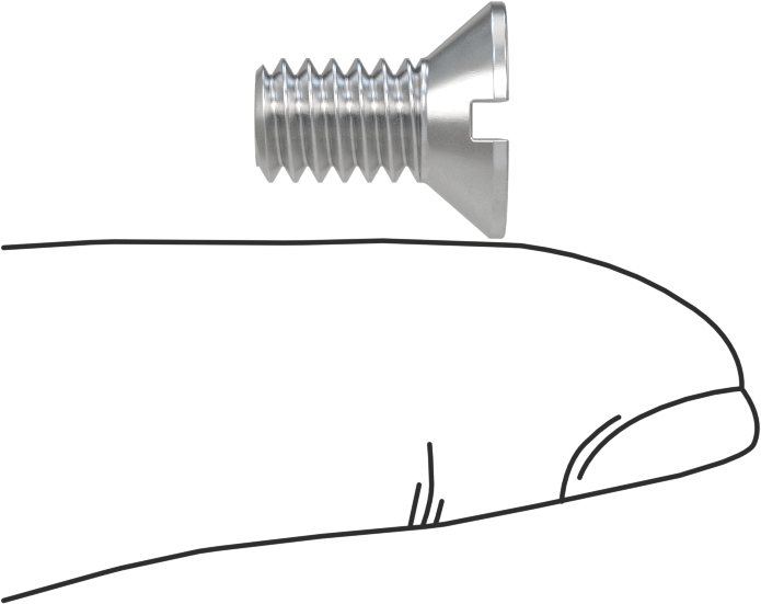 Alüminyum Yivli Düz Başlı Vidalar, 1/4"-20 Diş Boyutu, 1/2" Uzunluk