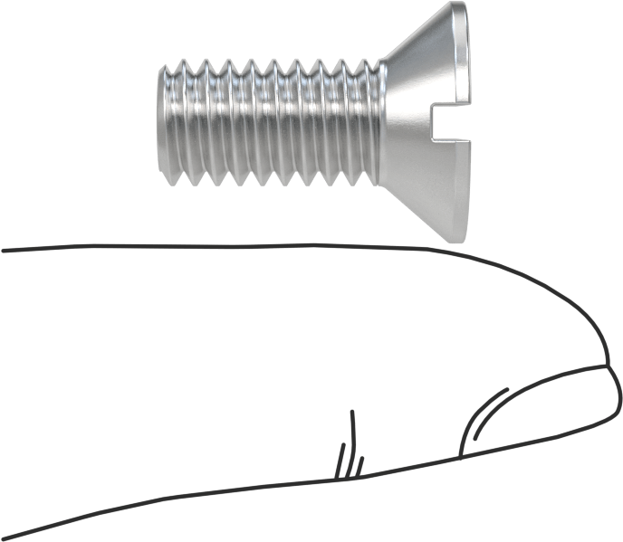 Alüminyum Yivli Düz Başlı Vidalar, 5/16"-18 Diş Boyutu, 3/4" Uzunluk