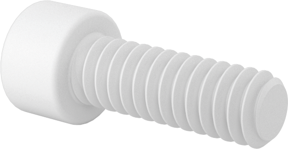 Polipropilen Plastik Soket Başlı Vida, 2-56 Diş Boyutu, 1/4" Uzunluk, Krem