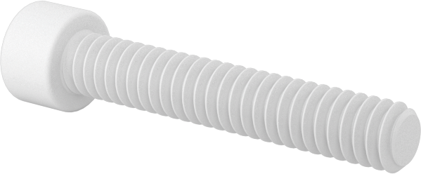 Polipropilen Plastik Soket Başlı Vida, 2-56 Diş Boyutu, 1/2" Uzunluk, Krem