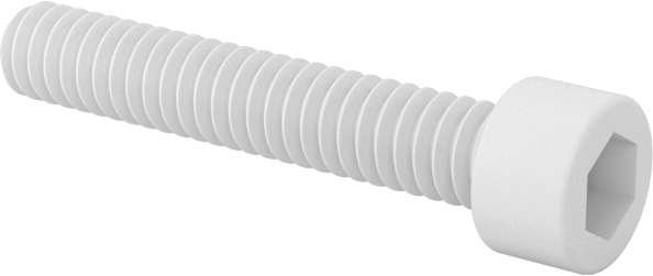 Polipropilen Plastik Soket Başlı Vida, 2-56 Diş Boyutu, 1/2" Uzunluk, Krem