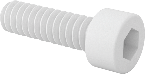 Polipropilen Plastik Soket Başlı Vida, 4-40 Diş Boyutu, 3/8" Uzunluk, Krem