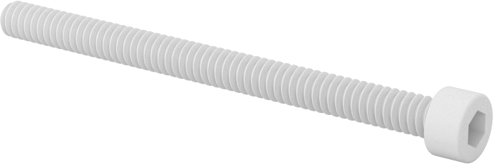 Polipropilen Plastik Soket Başlı Vida, 4-40 Diş Boyutu, 1-1/2" Uzunluk, Krem
