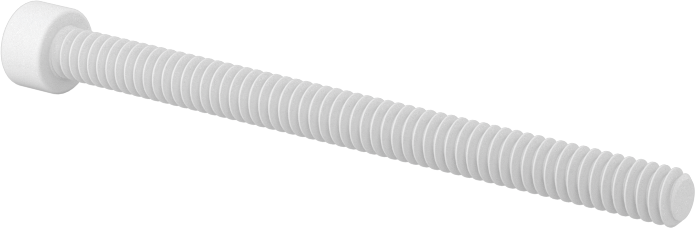 Polipropilen Plastik Soket Başlı Vida, 4-40 Diş Boyutu, 1-1/2" Uzunluk, Krem