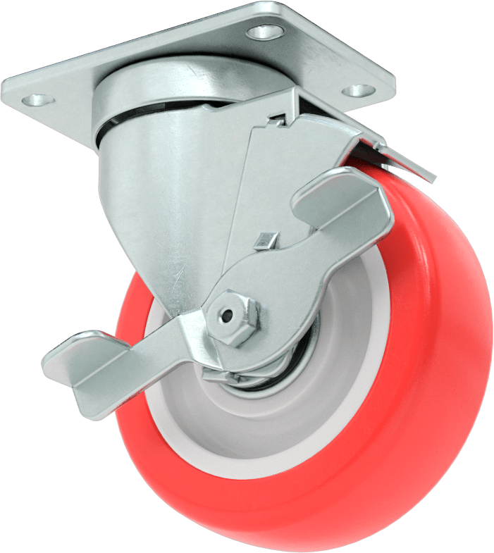 Creston Tekerlek, Yüz Frenli Döner Ayak, 4" Çaplı Tekerlek, 3-5/8" Uzunlukta Plaka