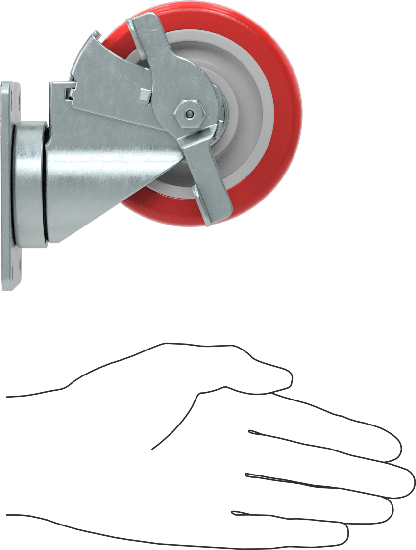 Creston Tekerlek, Yüz Frenli Döner Ayak, 4" Çaplı Tekerlek, 3-5/8" Uzunlukta Plaka