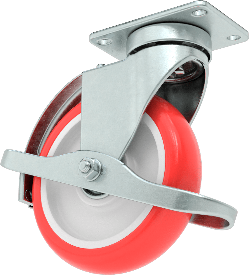 Creston Tekerlek, Sarmal Frenli Döner Bağlantı, 5" Çap Tekerlek, 3-5/8" Uzunlukta Plaka