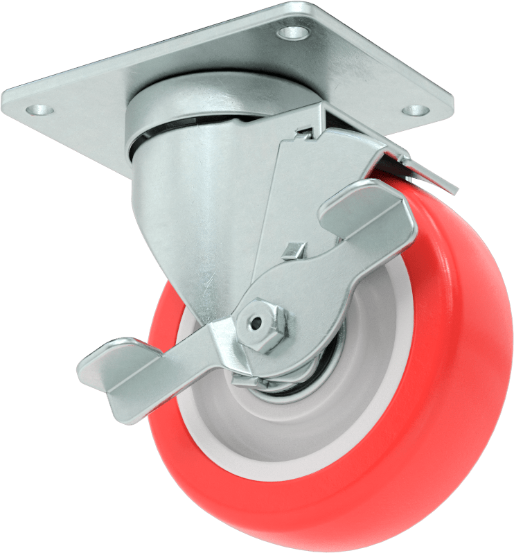 Creston Tekerlek, Yüz Frenli Döner Ayak, 4" Çaplı Tekerlek, 4-1/8" Uzun Plaka