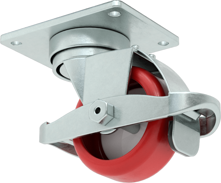 Creston Tekerlek, Sarmal Frenli Döner Bağlantı, 3" Çaplı Tekerlek, 4-1/8" Uzun Plaka