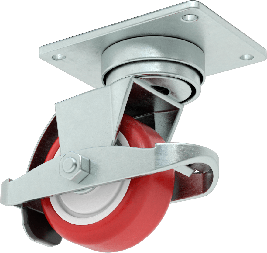 Creston Tekerlek, Sarmal Frenli Döner Bağlantı, 3" Çaplı Tekerlek, 4-1/8" Uzun Plaka