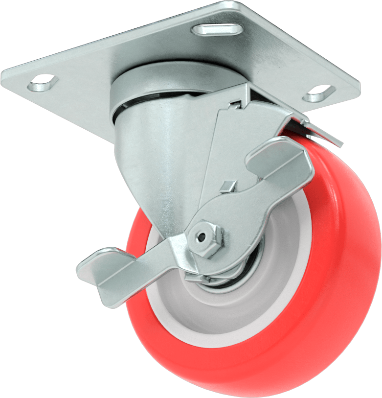 Creston Tekerlek, Yüz Frenli Döner Ayak, 4" Çaplı Tekerlek, 4-1/2" Uzunlukta Plaka