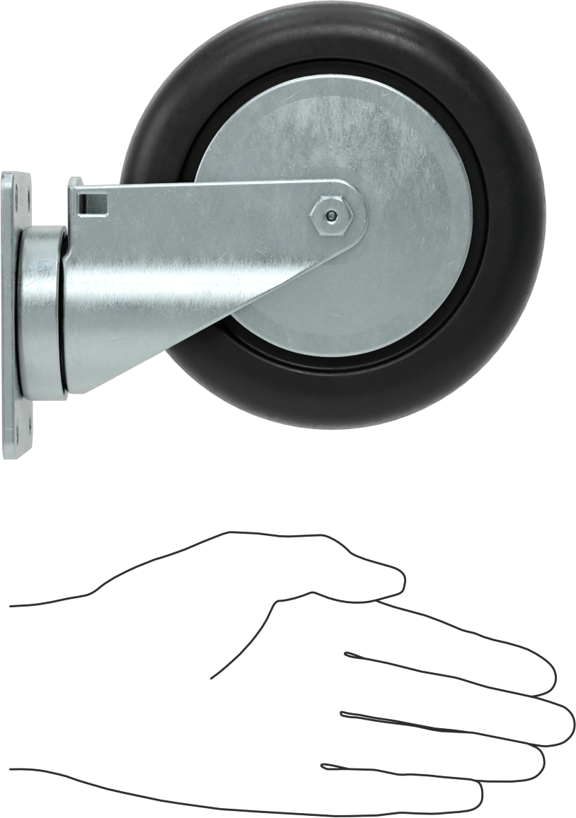 Creston Tekerlek, 5-1/2" Çaplı 60A Durometreli Kauçuk Tekerlekli Döner