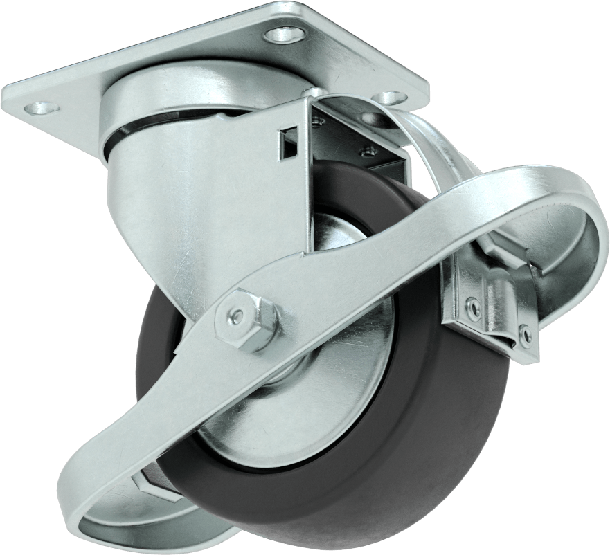 Creston Tekerlek, Çevreleyen Frenli ve 3-1/2" Çapında 80D Kauçuk Tekerlekli Döner