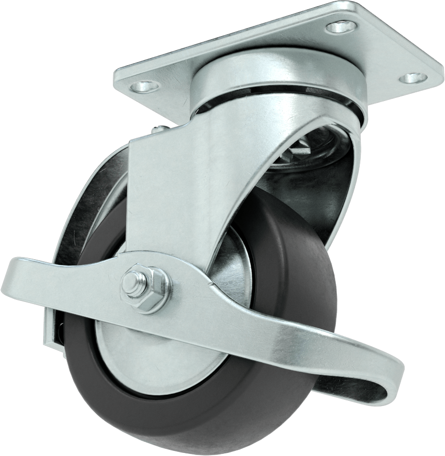 Creston Tekerlek, Çevreleyen Frenli ve 3-1/2" Çapında 80D Kauçuk Tekerlekli Döner