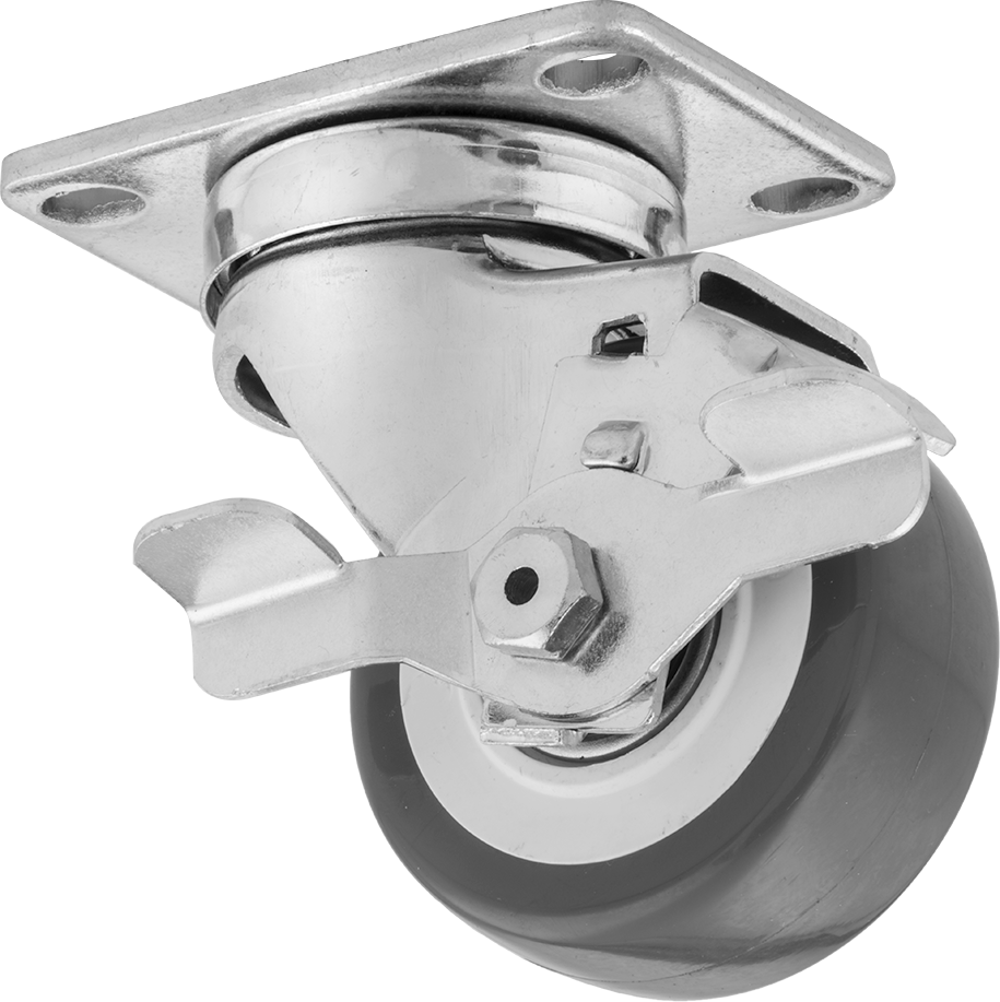 Creston Tekerlek, Yüz Frenli Döner Ayak, 3-1/2" Çaplı Tekerlek, 4-1/8" Uzun Plaka