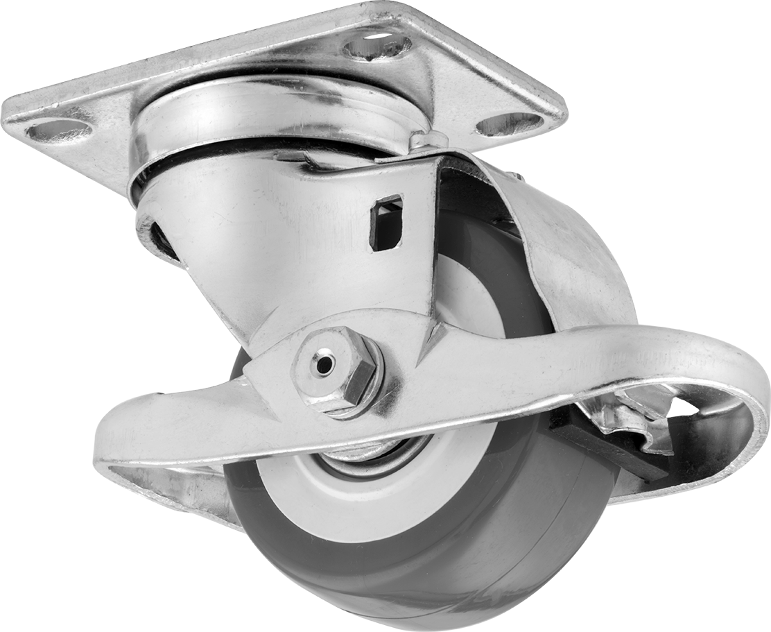 Creston Tekerlek, Sarmal Frenli Döner Bağlantı, 3" Çaplı Tekerlek, 3-5/8" Uzunlukta Plaka