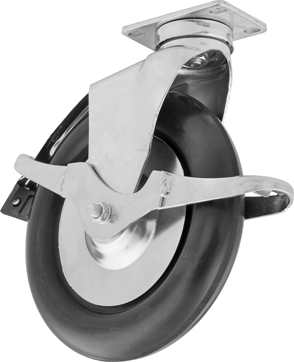 Rounded Tread Swivel with Wraparound Brake