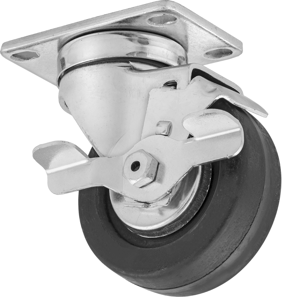 Flat Tread Swivel with Left Side Brake