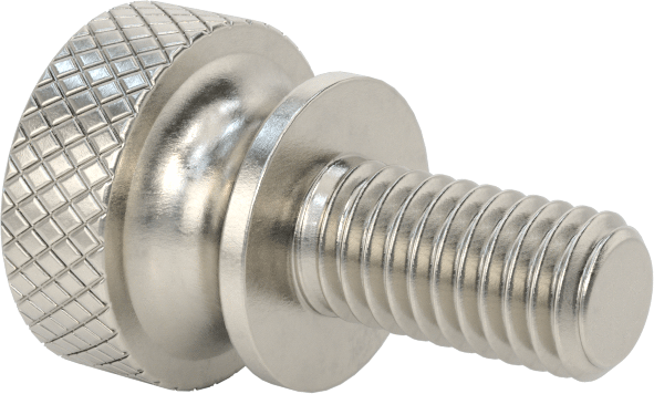 Paslanmaz Çelik Genişletilmiş Yaka Tırtıllı Başlı Ayar Vidası, 10-32 Diş Boyutu, 3/8" Uzunluk
