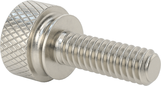 Paslanmaz Çelik Genişletilmiş Yaka Tırtıllı Başlı Ayar Vidası, 1/4"-20 Diş Boyutu, 3/4" Uzunluk
