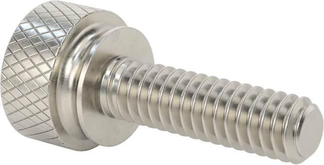 Paslanmaz Çelik Genişletilmiş Yaka Tırtıllı Başlı Ayar Vidası, 1/4"-20 Diş Boyutu, 7/8" Uzunluk