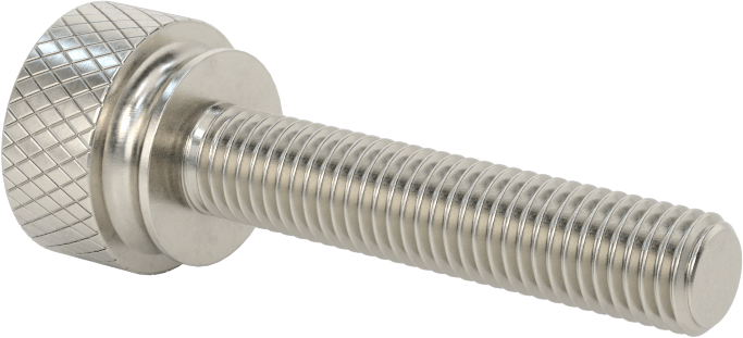 Paslanmaz Çelik Genişletilmiş Yaka Tırtıllı Başlı Ayar Vidası, 1/4"-28 Diş Boyutu, 1-1/4" Uzunluk