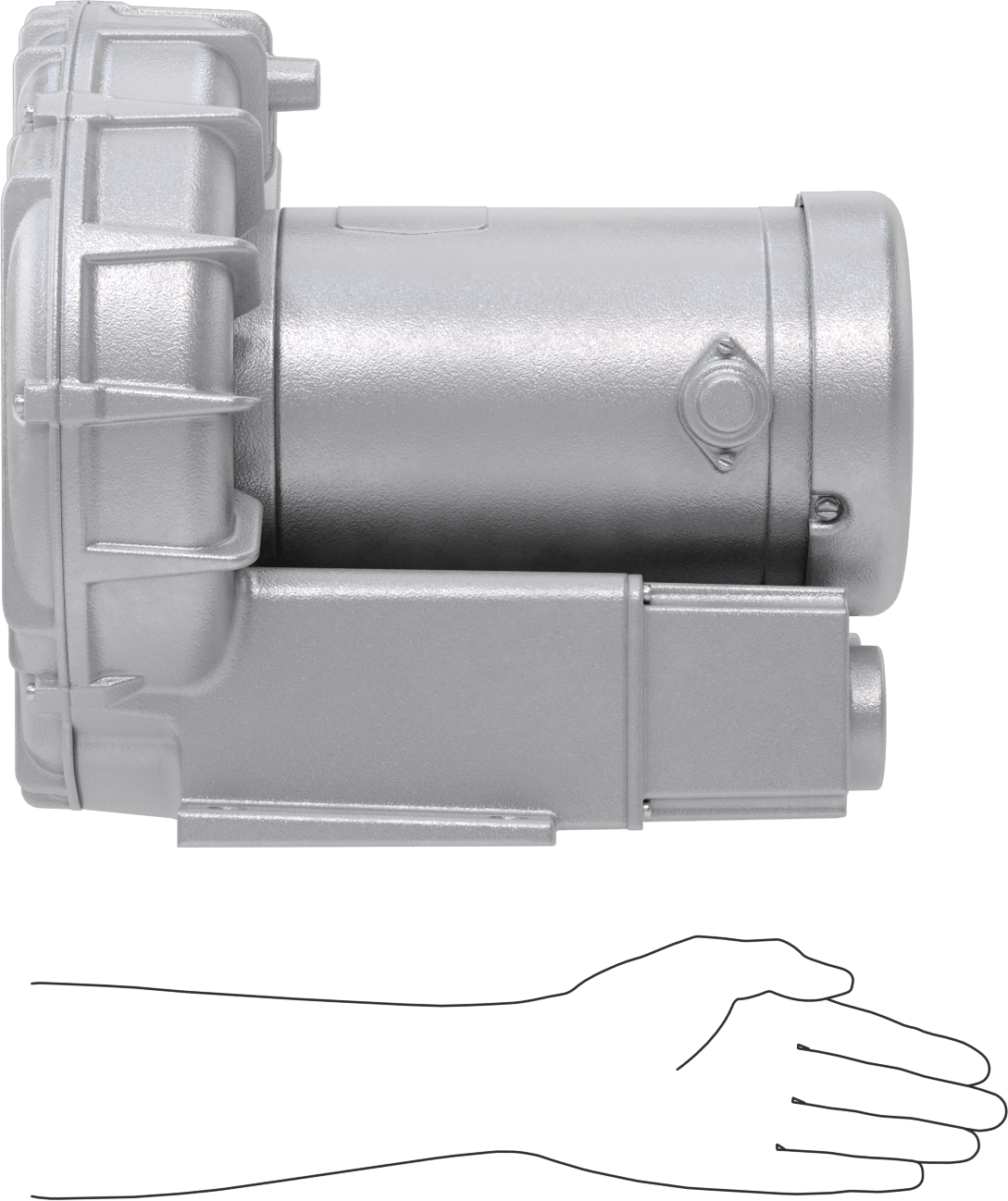 Yüksek Akışlı Düşük Basınçlı Sıkıştırılmış Hava Üfleyici, 208-230/460 VAC, 3-Phase, 160 CFM @ 0 PSI, 2-1/2 hp